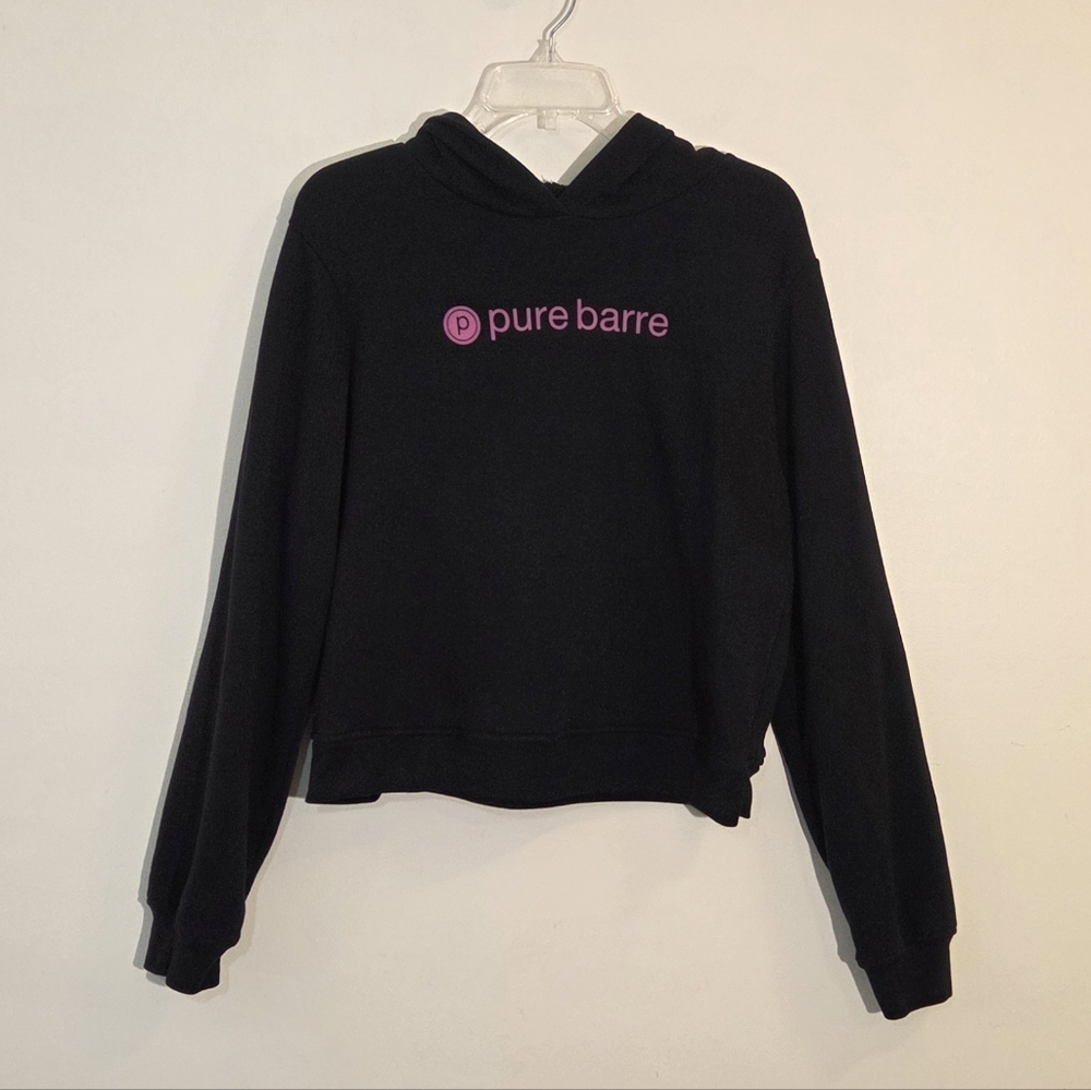 Pure Barre Black Hoodie with Pink Logo
